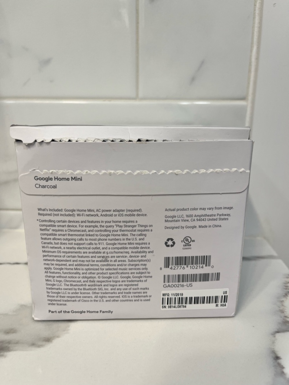 New Open BoxGoogle Home Mini Bluetooth Speaker Smart Assistant Charcoal GA00216 - Picture 10 of 10